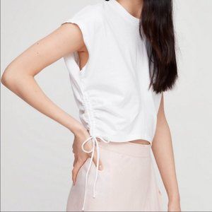 Aritzia Wilfred White Ruched T-shirt